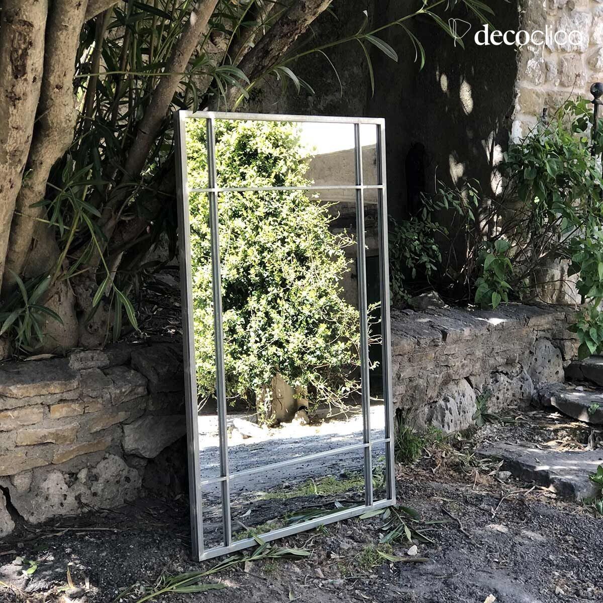 Art Deco mirror in zinc-finish metal  Wallis