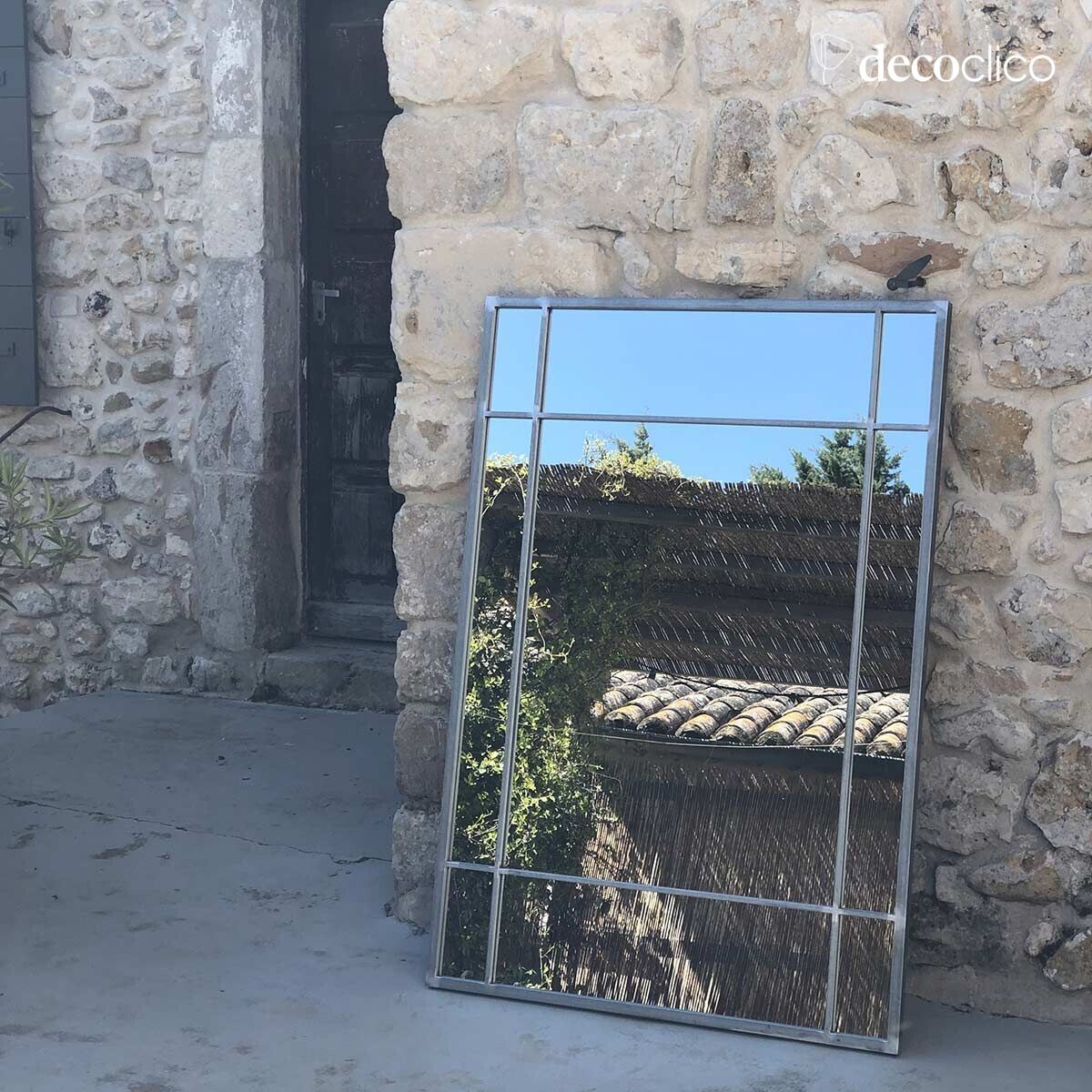 Art Deco mirror in zinc-finish metal  Wallis