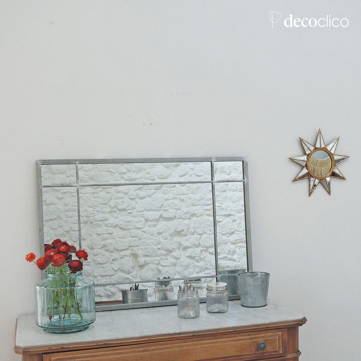 Art Deco mirror in zinc-finish metal  Wallis