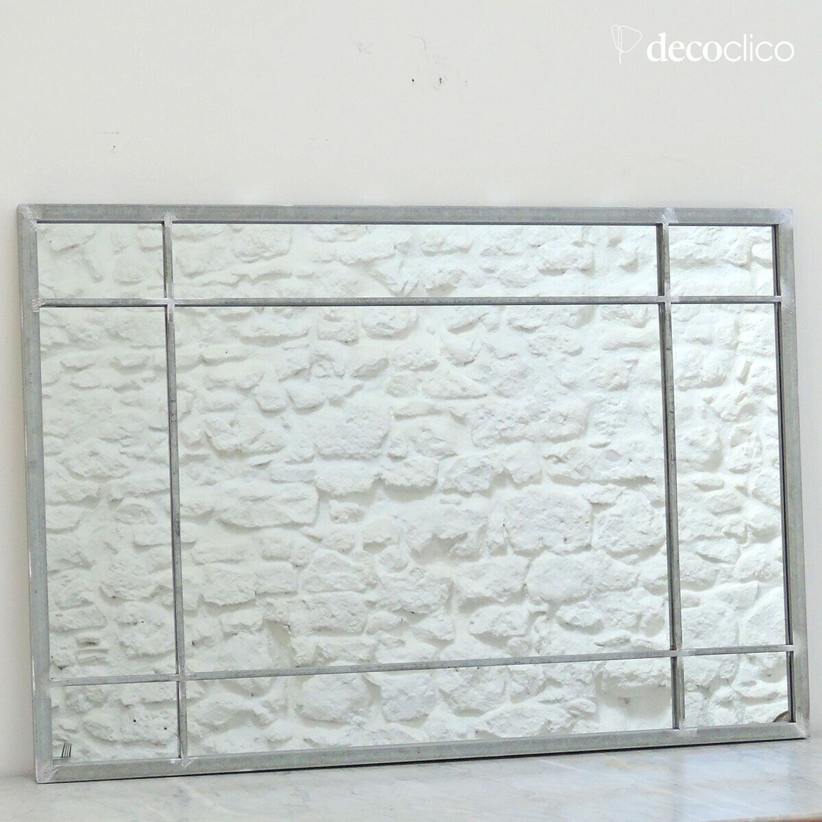 Art Deco mirror in zinc-finish metal  Wallis