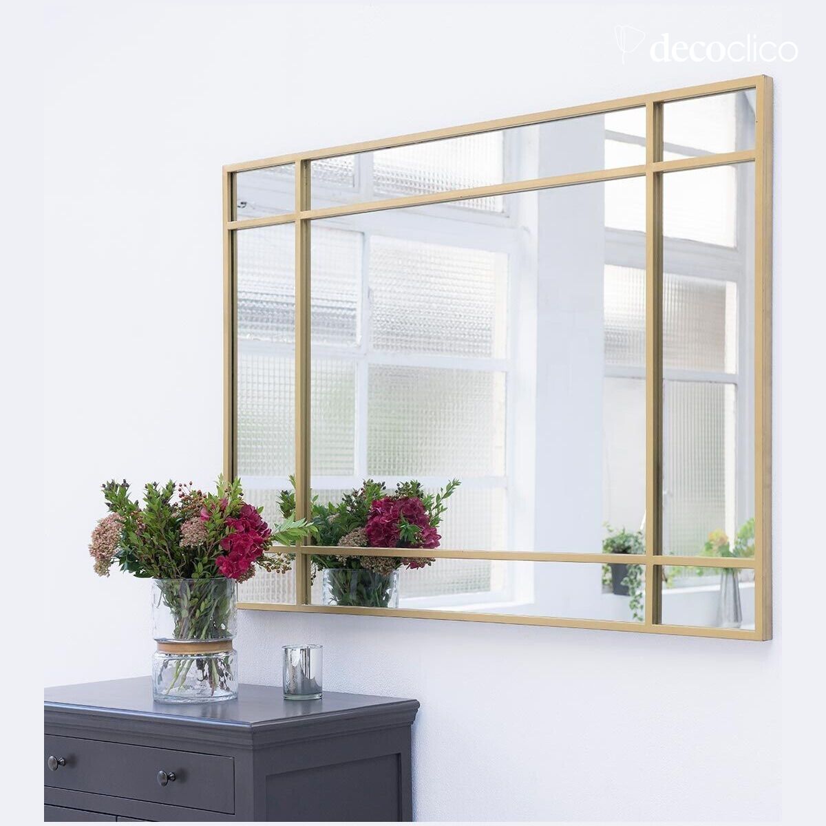 Art Deco vergulde metalen spiegel 130 x 90 cm Wallis