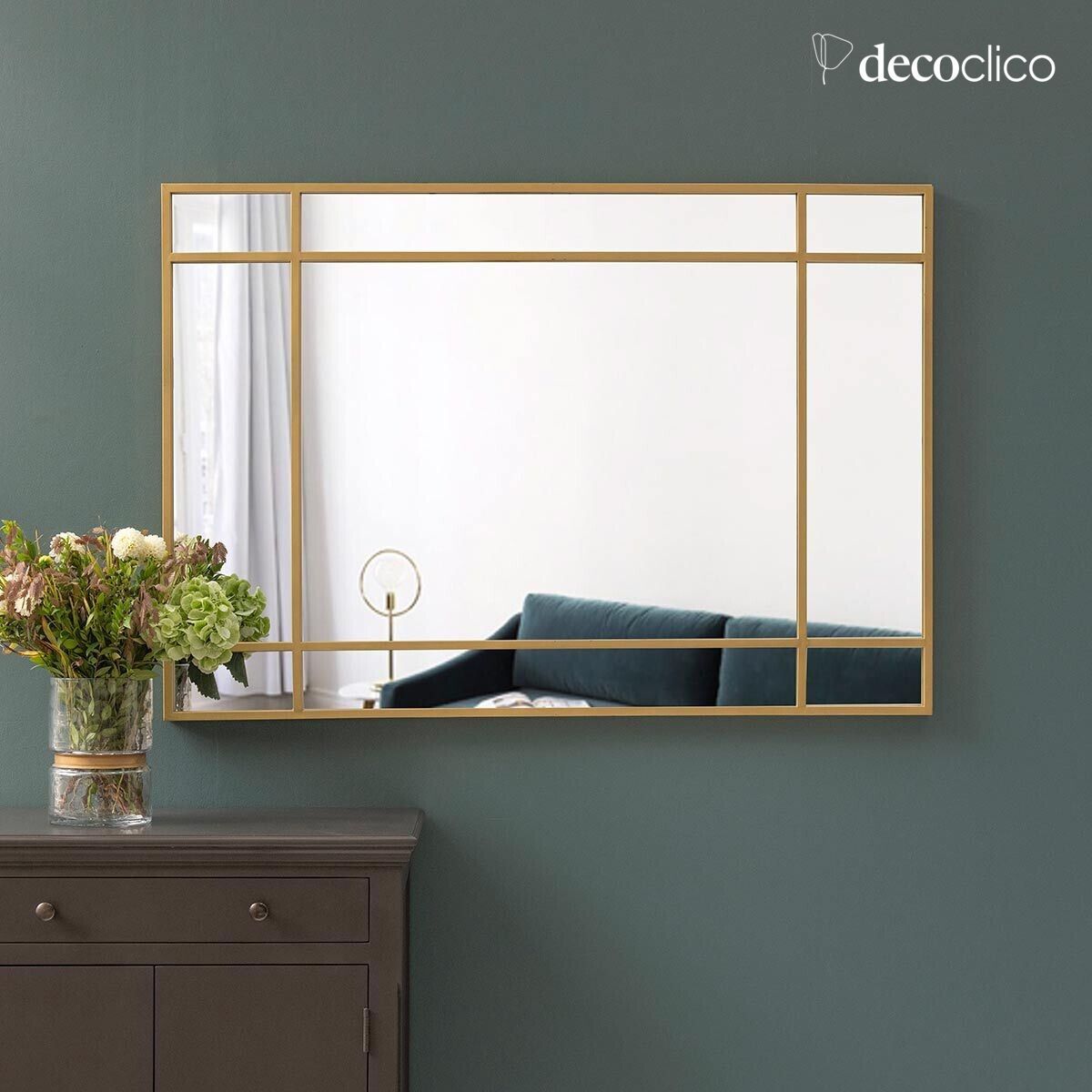 Art Deco vergulde metalen spiegel 130 x 90 cm Wallis