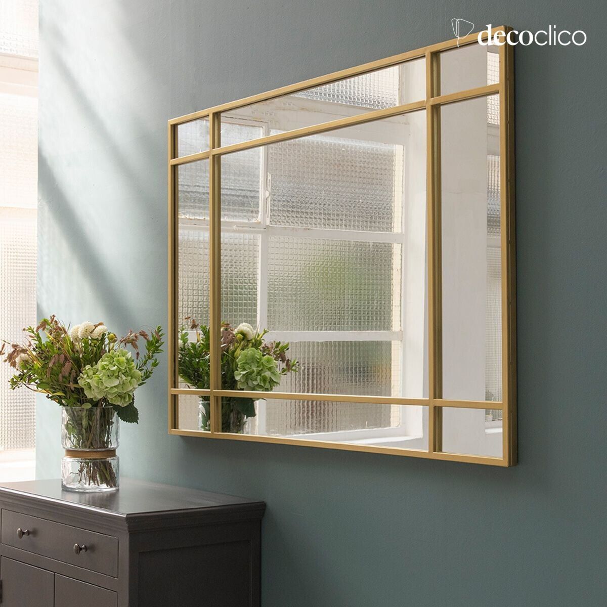 Art Deco vergulde metalen spiegel 130 x 90 cm Wallis