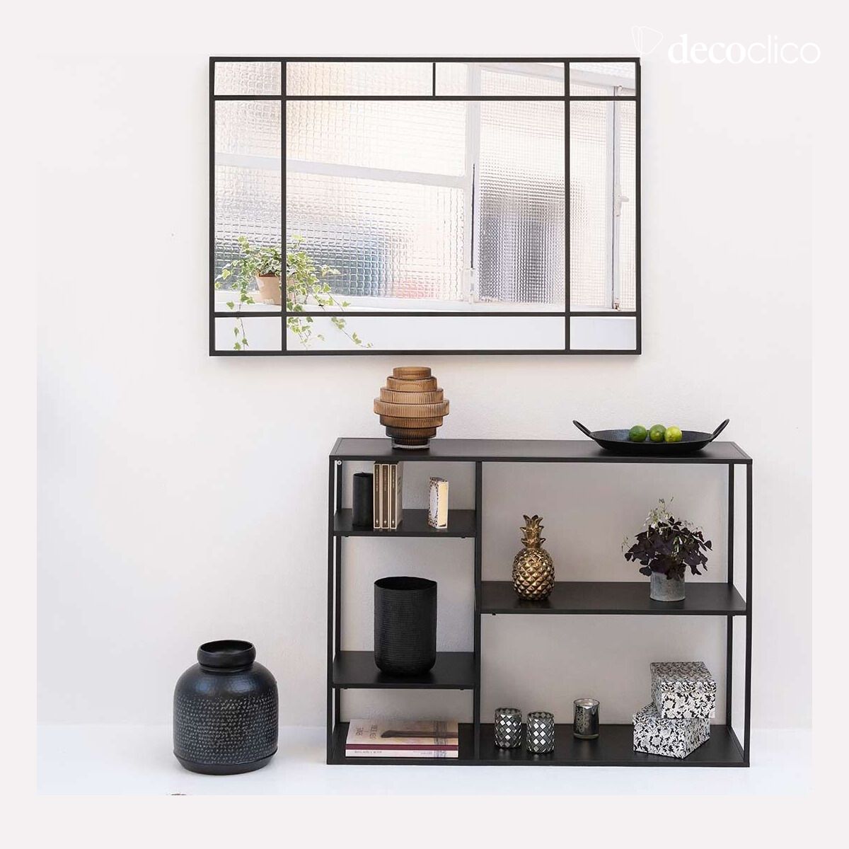 Art Deco zwart metalen spiegel 130 x 90 cm Wallis