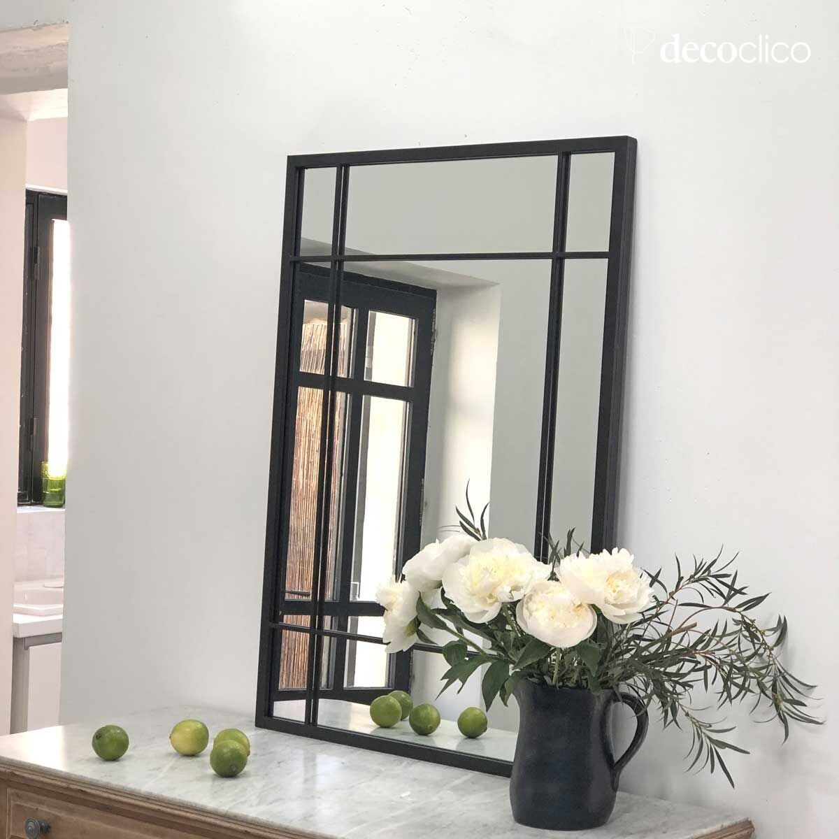 Art Deco zwart metalen spiegel 97 x 67 cm Wallis