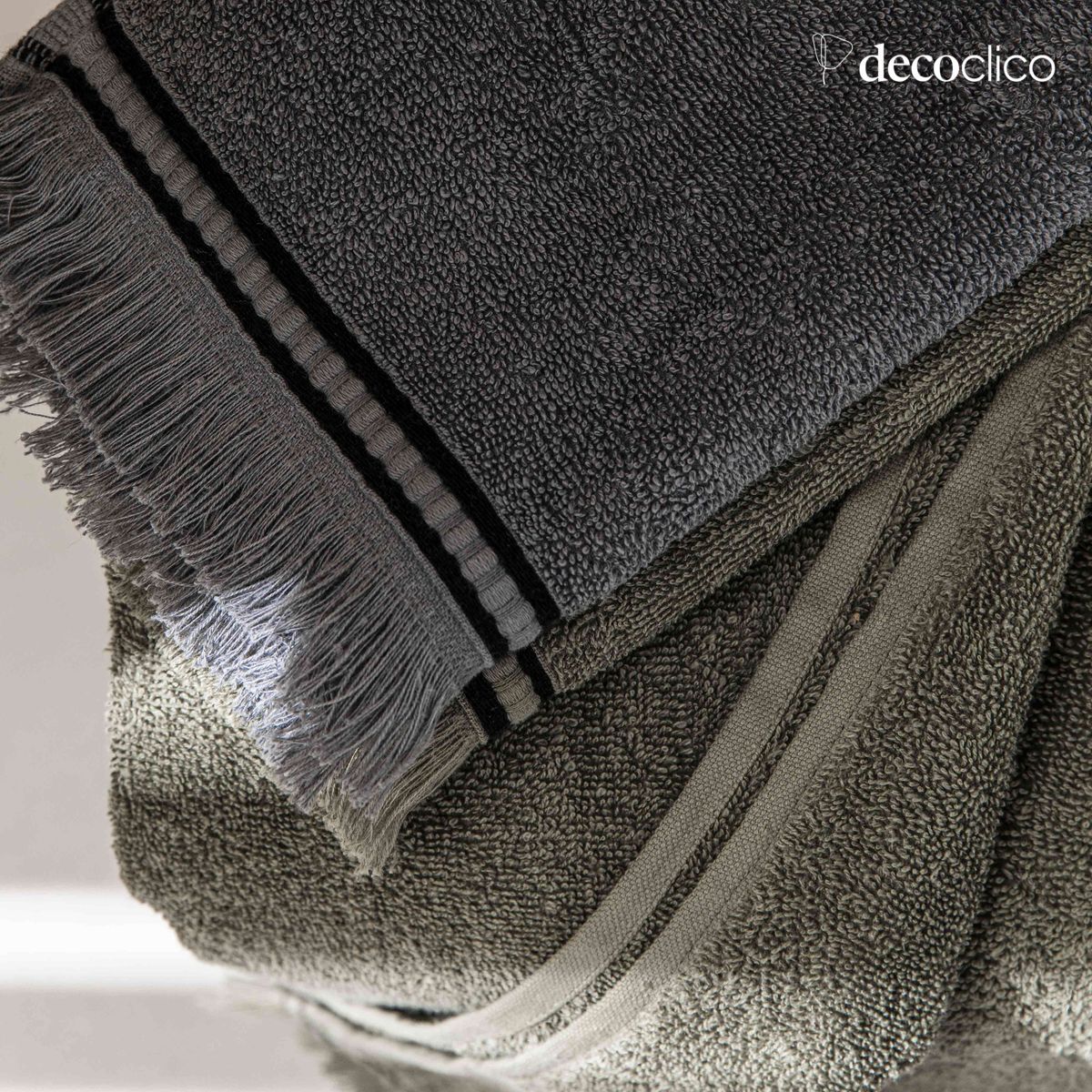 Asciugamano per ospiti in cotone e lino 30 x 50 cm Cupabia Kaki