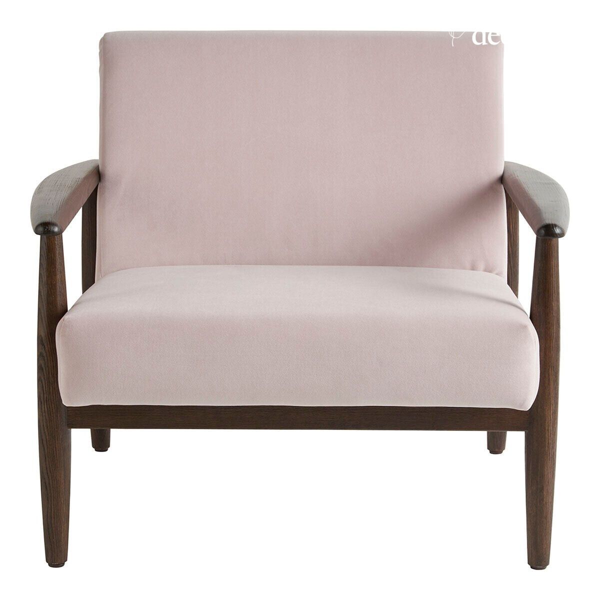 Ash en nude fluwelen fauteuil