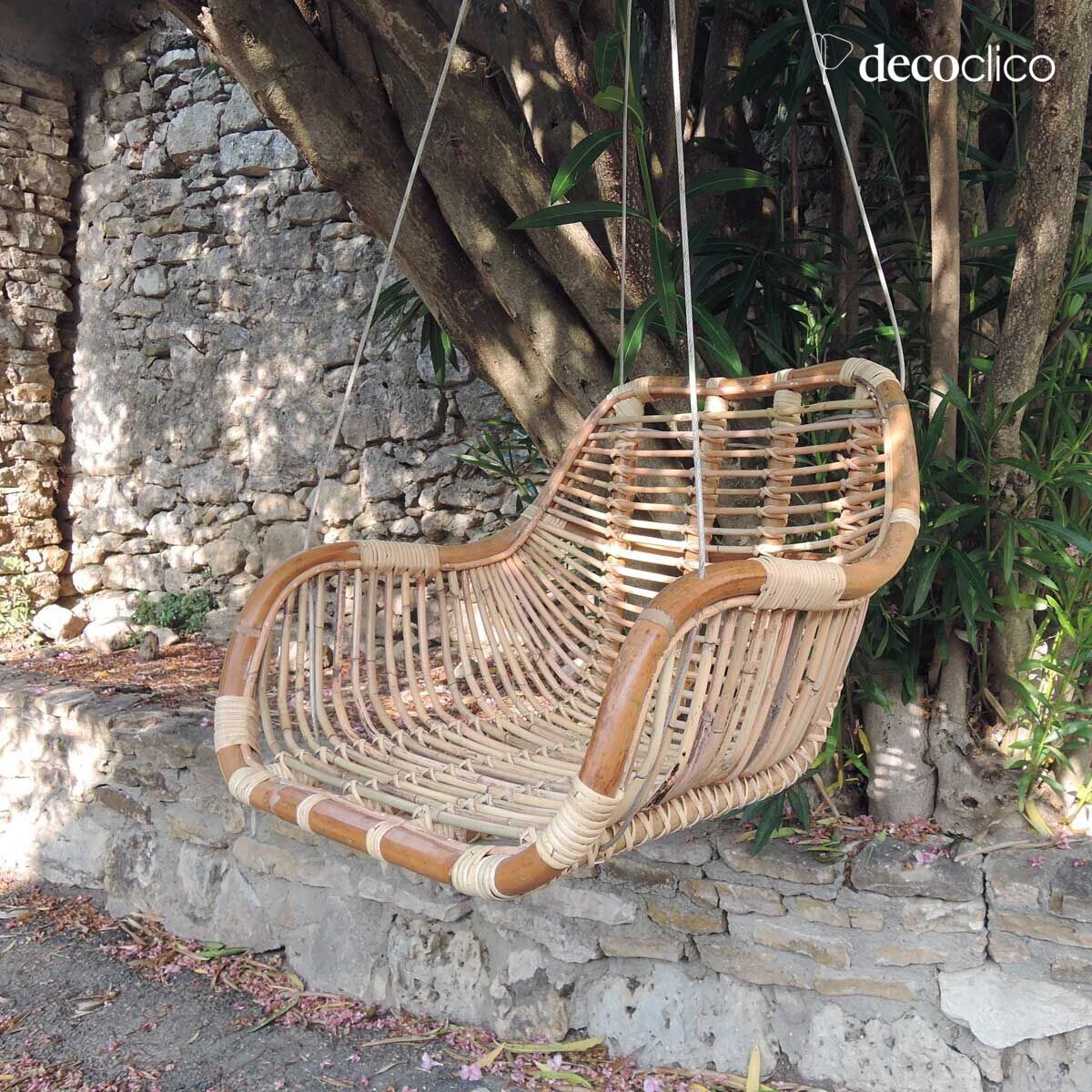 Balancelle fauteuil suspendu en rotin naturel tressé Moka