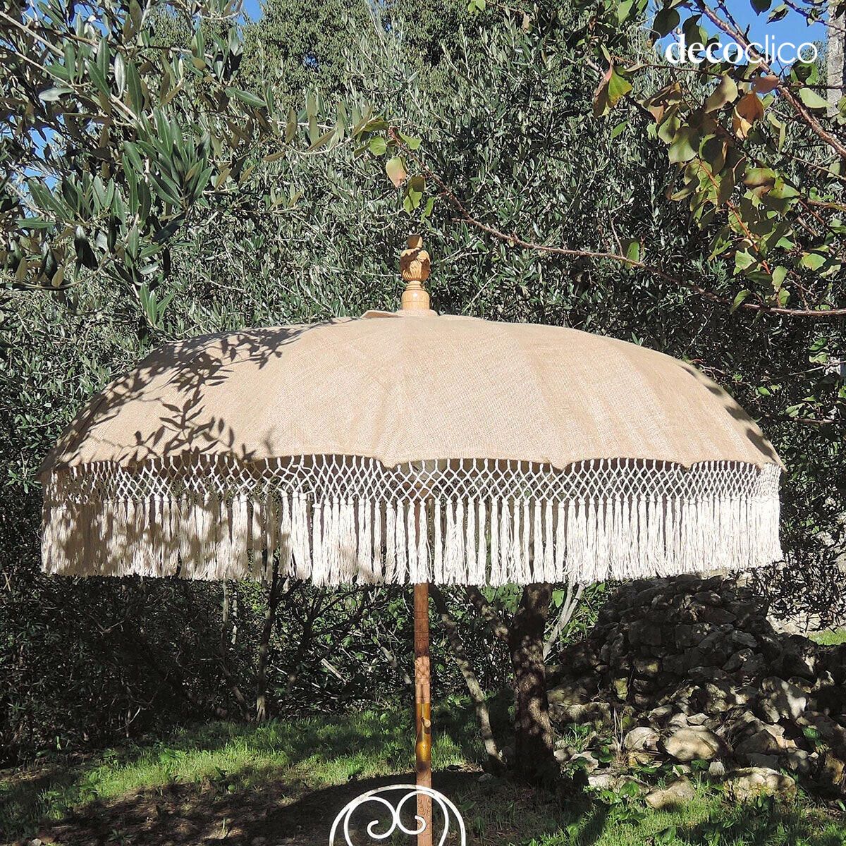 Balinese-style parasol in natural jute
