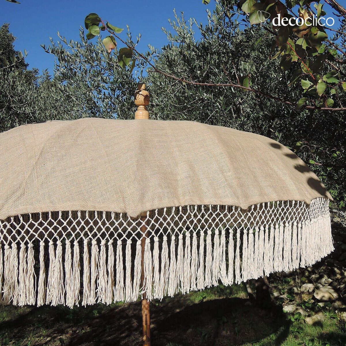 Balinese-style parasol in natural jute