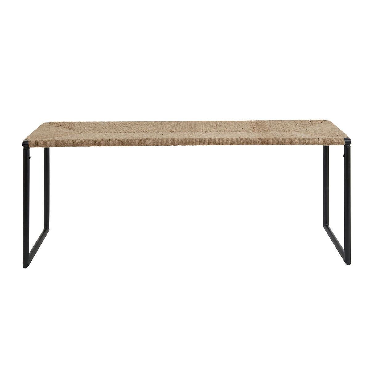 Banc bout de lit en métal noir mat et corde