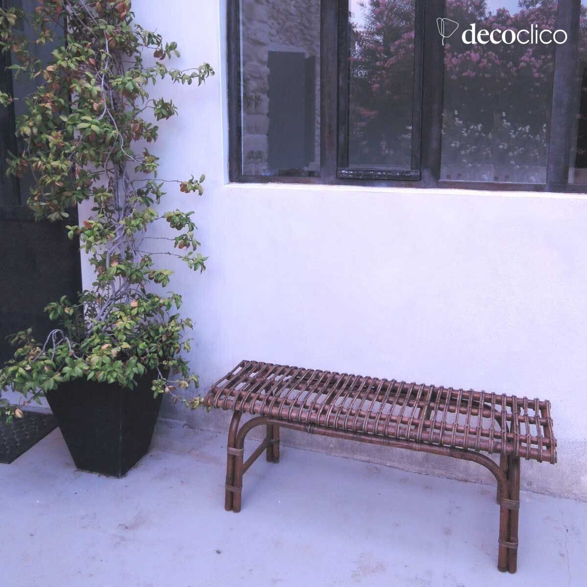 Banc bout de lit en rotin naturel tressé