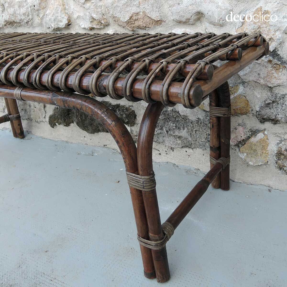 Banc bout de lit en rotin naturel tressé