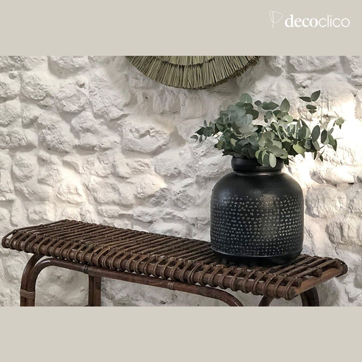 Banc bout de lit en rotin naturel tressé