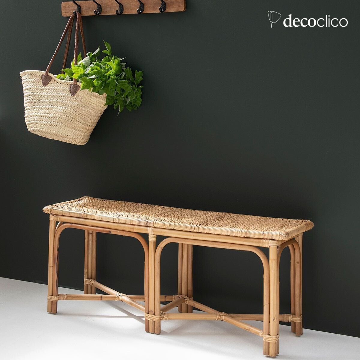 Banc bout de lit en rotin naturel tressé