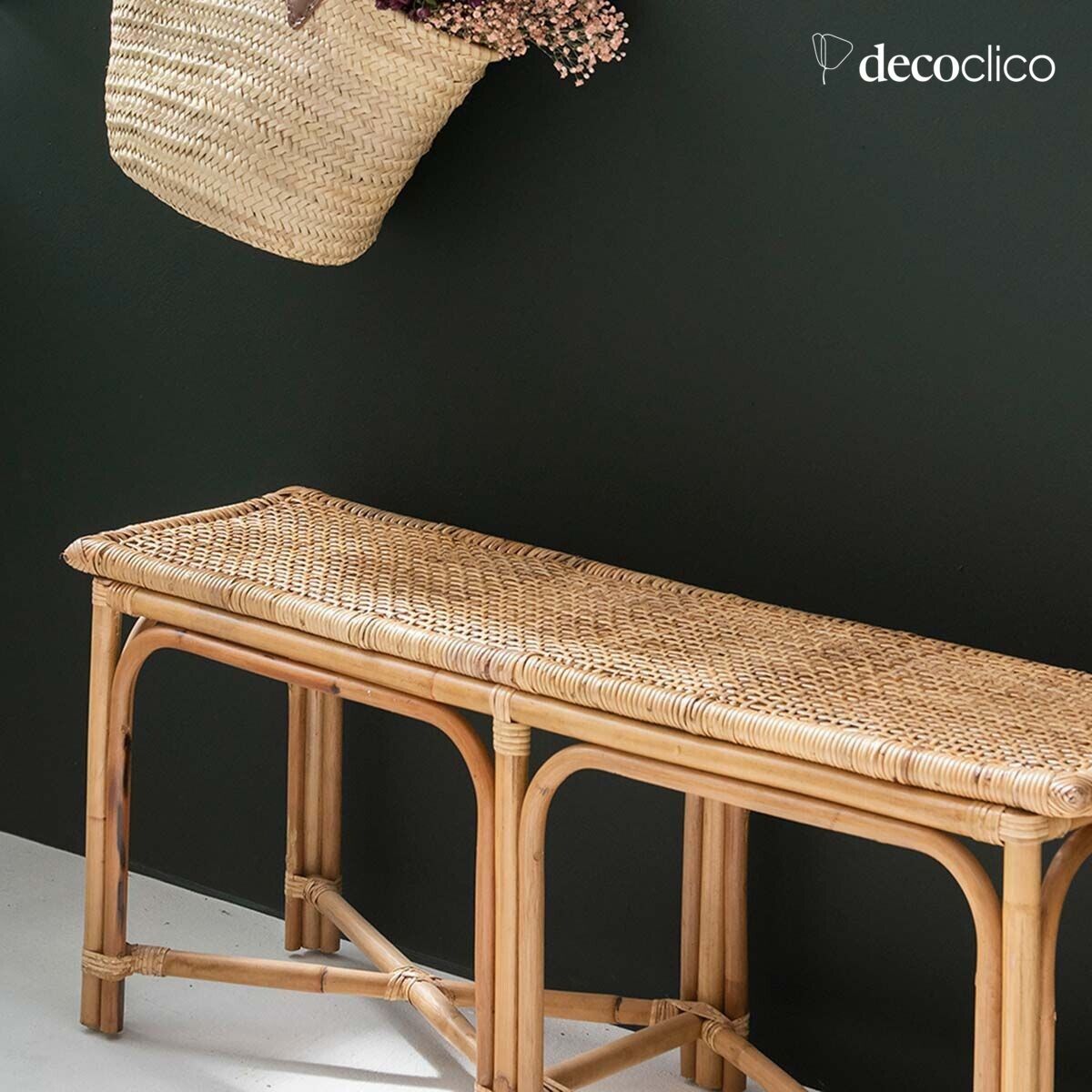 Banc bout de lit en rotin naturel tressé