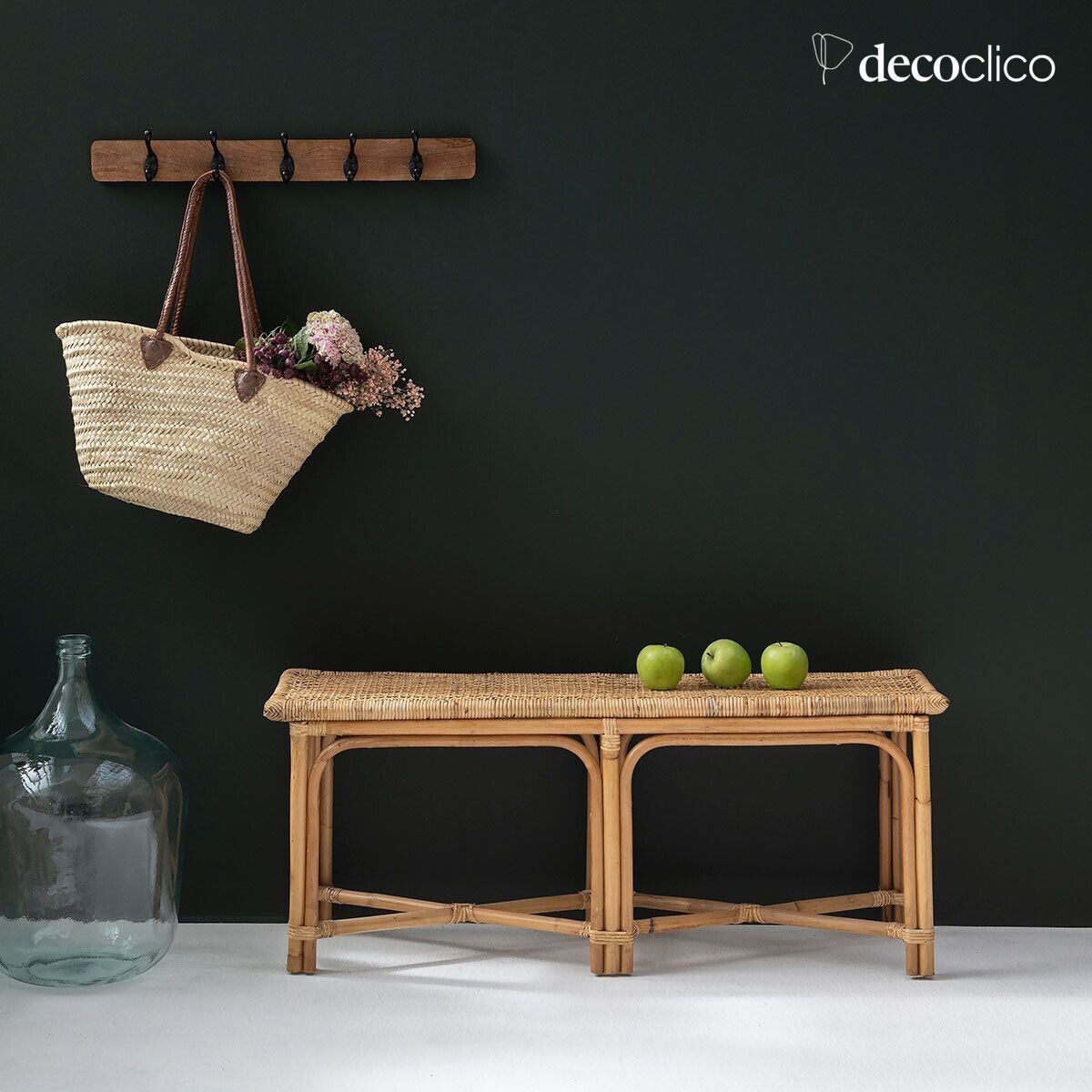 Banc bout de lit en rotin naturel tressé