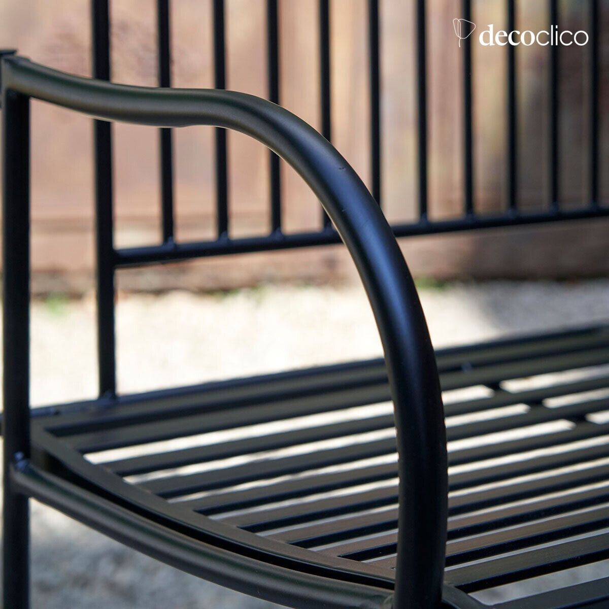 Banc en fer forgé noir pliant avec accoudoirs