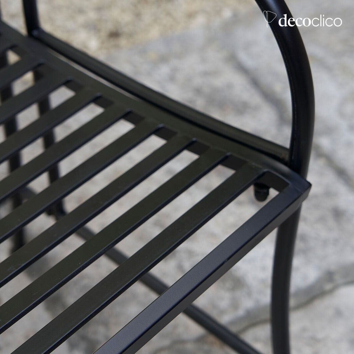 Banc en fer forgé noir pliant avec accoudoirs