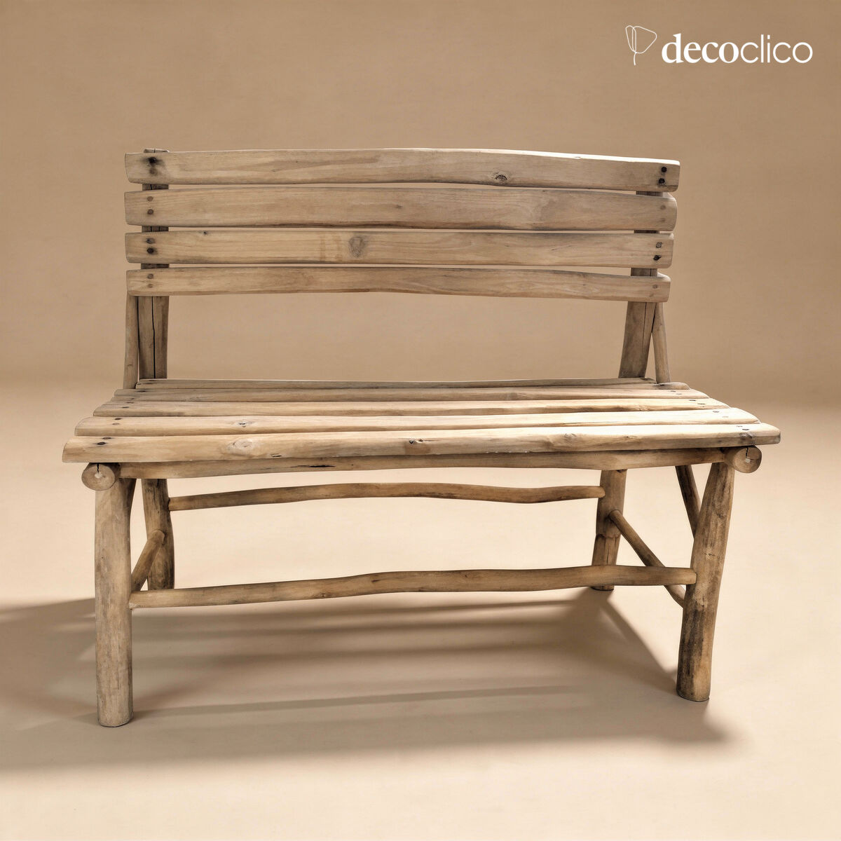 Banco con respaldo de madera de teca Pepper