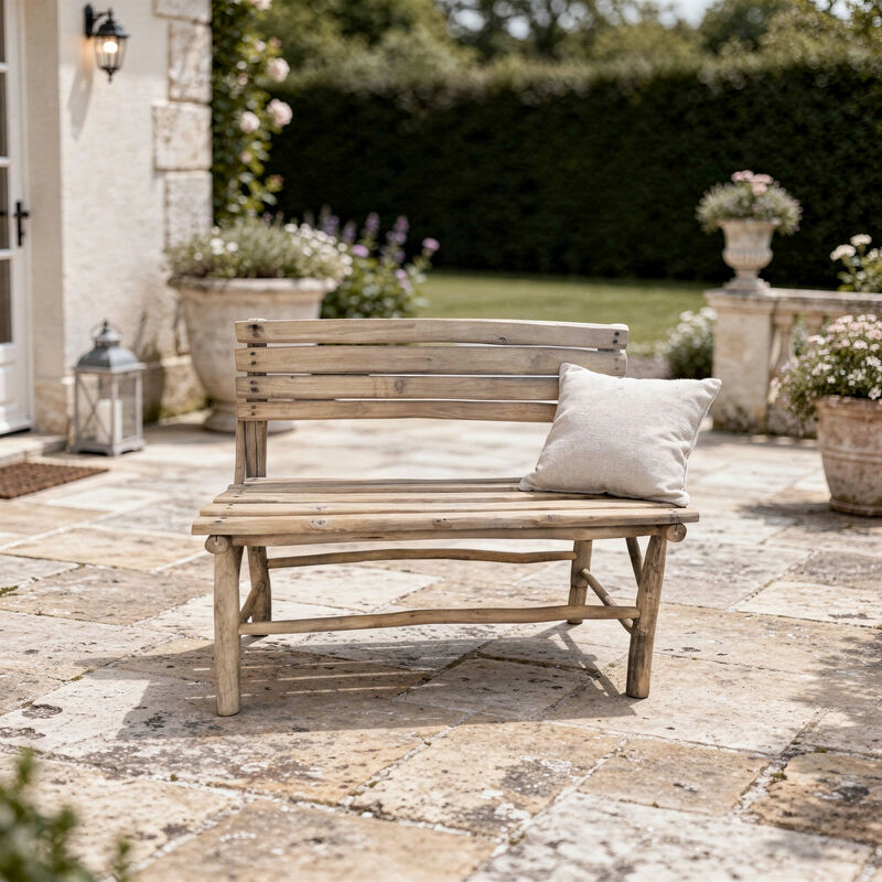 Banco con respaldo de madera de teca Pepper