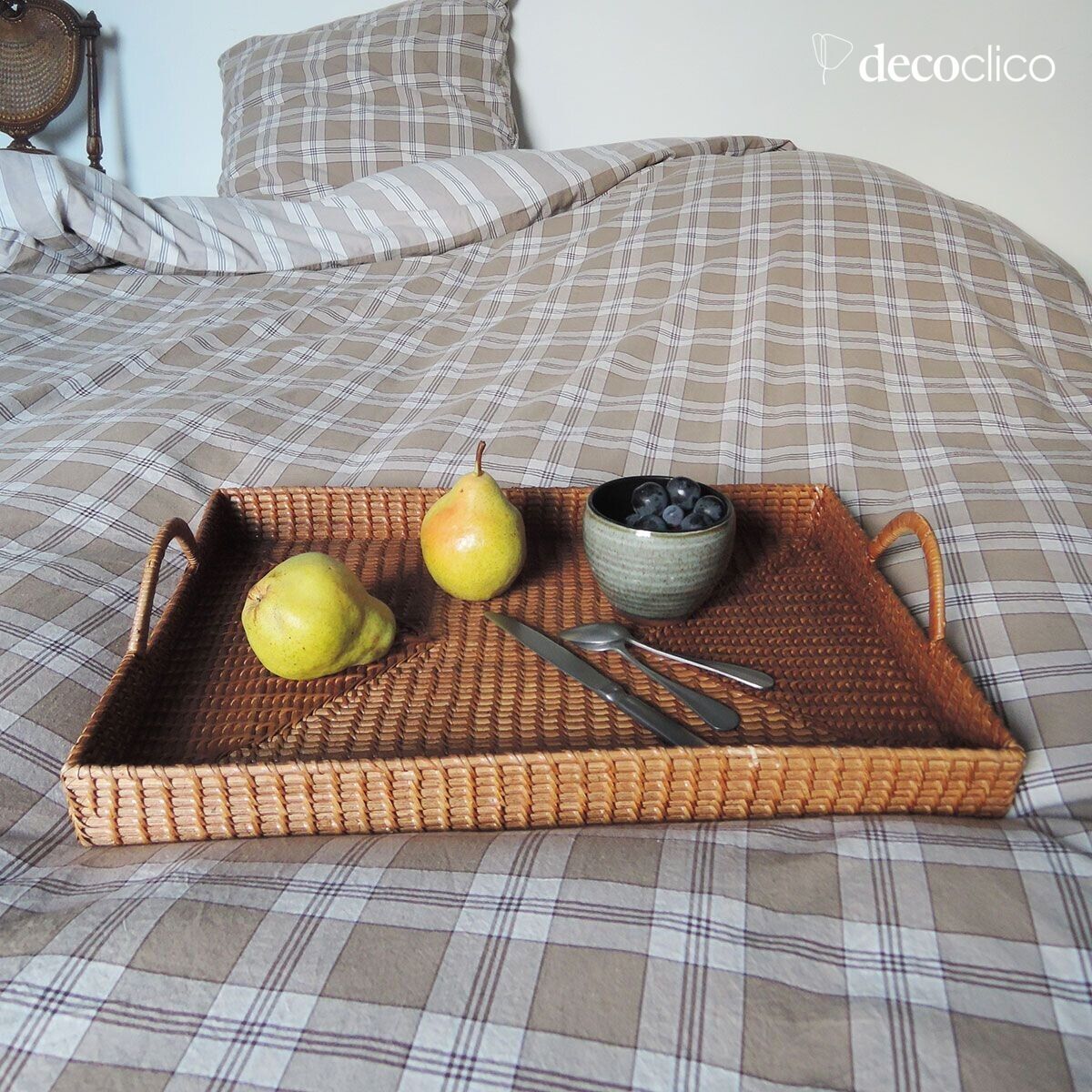 Bandeja rectangular de mimbre trenzado Casatera