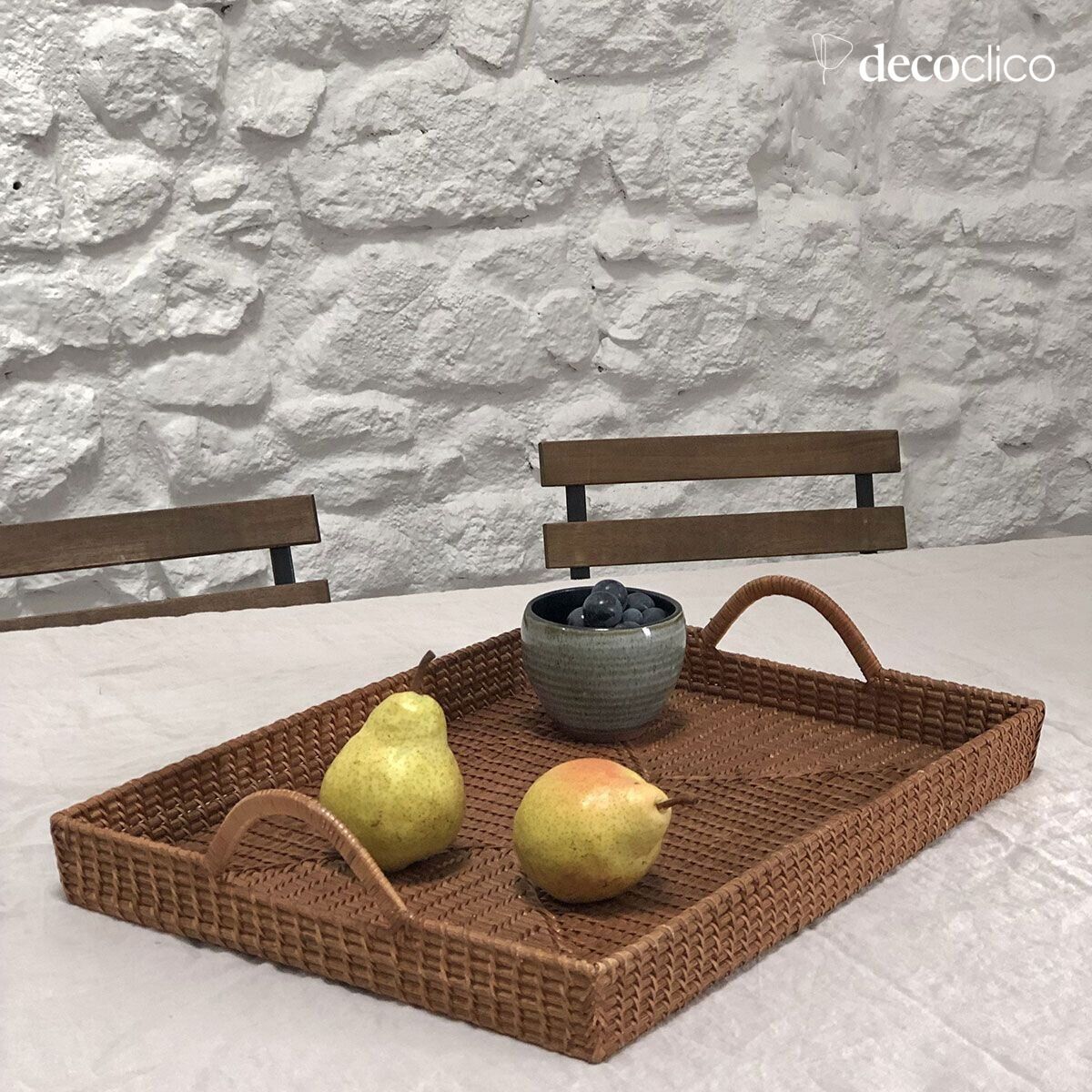 Bandeja rectangular de mimbre trenzado Casatera