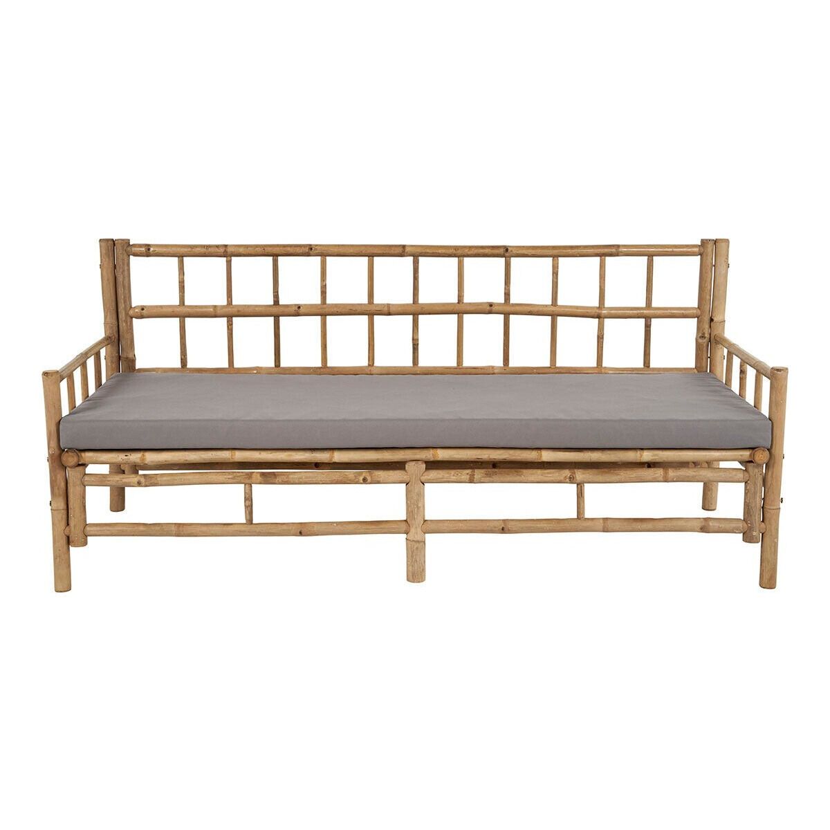Banquette de jardin en bambou naturel avec coussin gris outdoor Taman