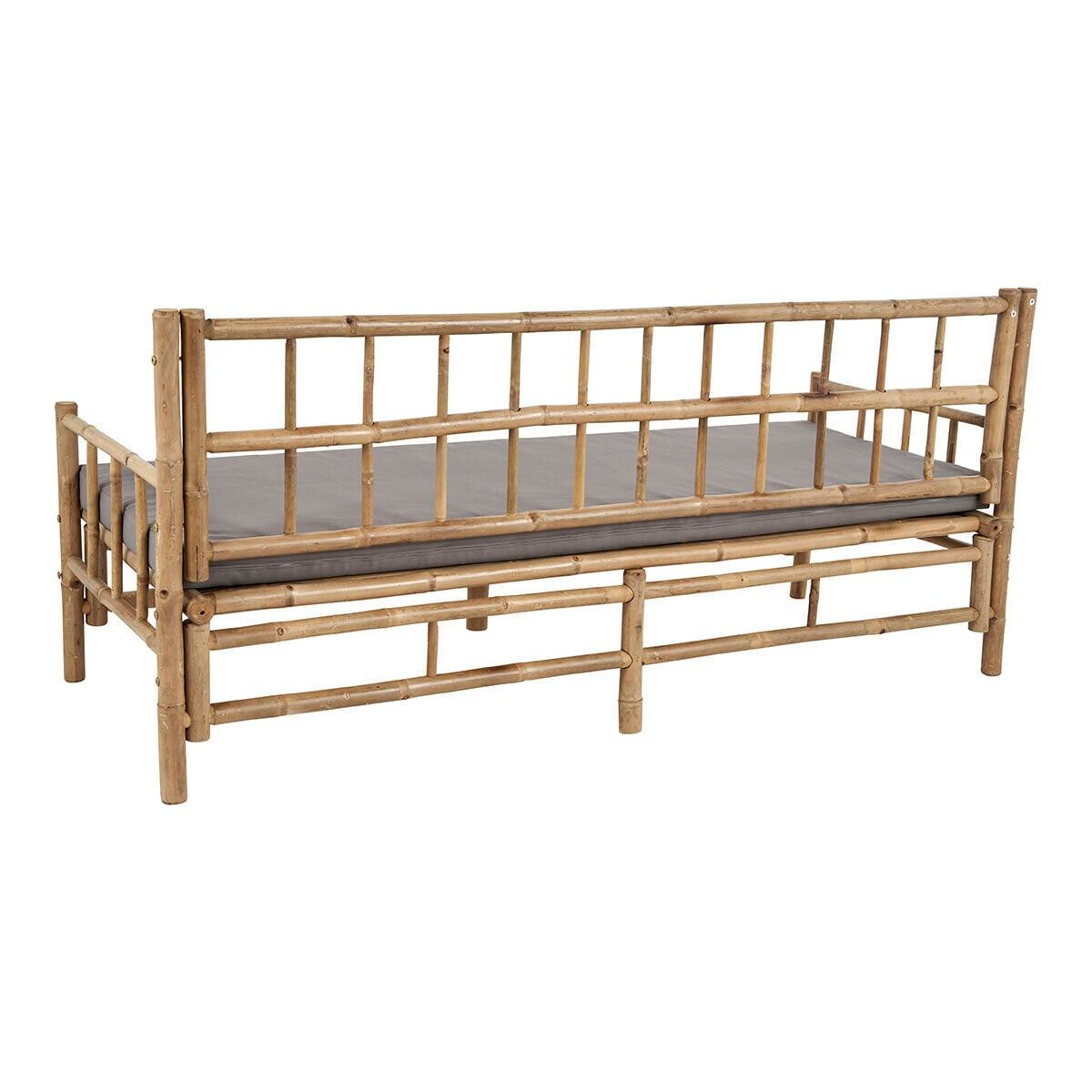 Banquette de jardin en bambou naturel avec coussin gris outdoor Taman