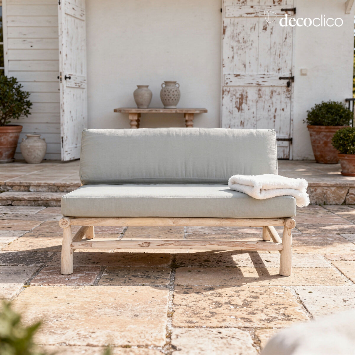 Banquette en bois de teck Pepper