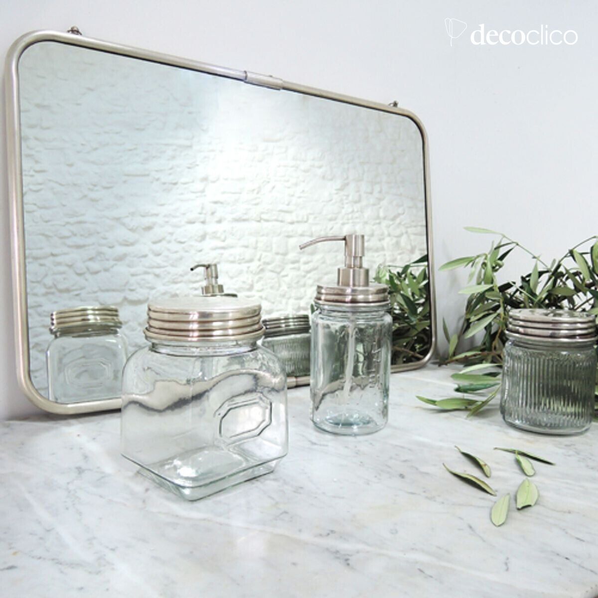 Barber's mirror in silver-plated brass with chain 56 x 40 cm Chaumont