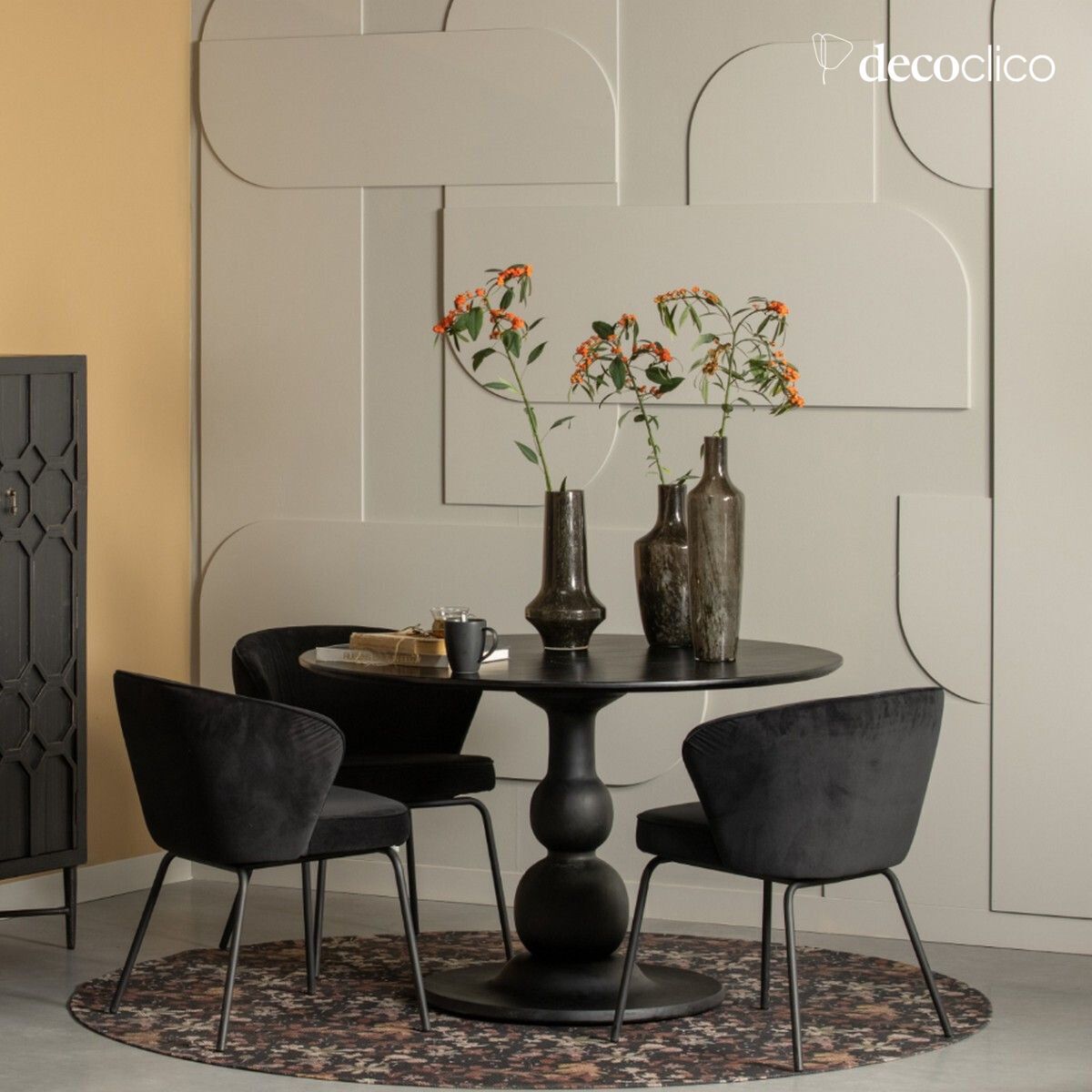 Sedia in velluto nero Admit