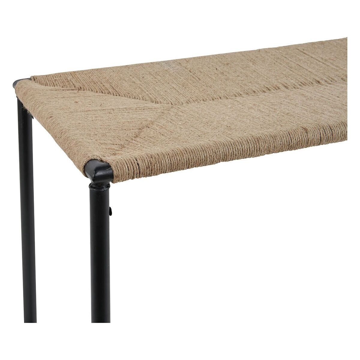 Bench for the end of the bed in matt black metal and rope