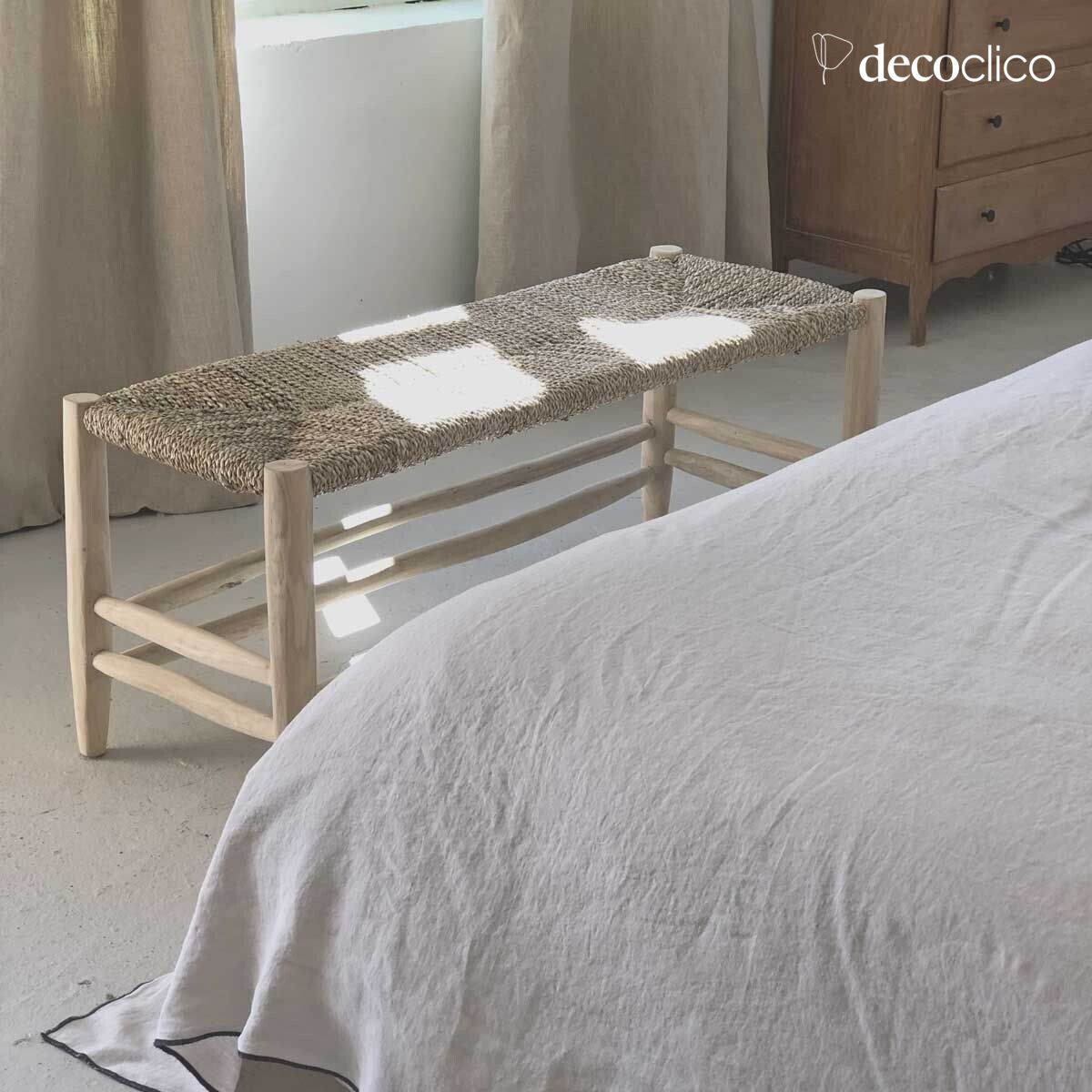 Bench made of teak and seagrass Pepper