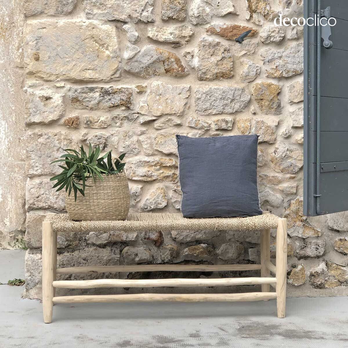 Bench made of teak and seagrass Pepper