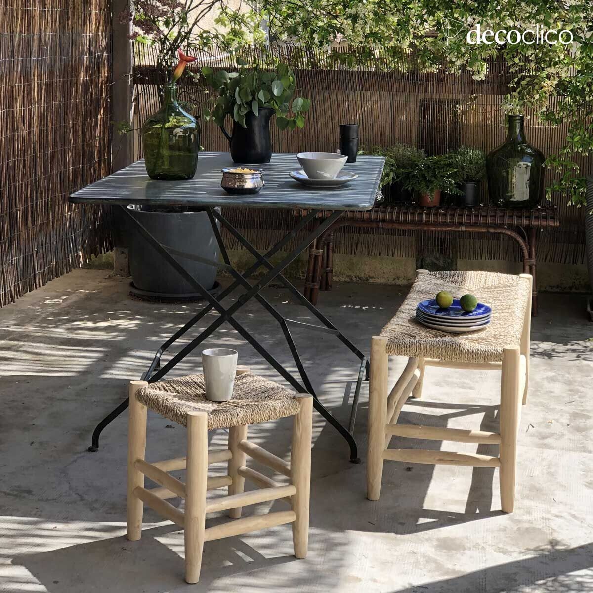 Bench made of teak and seagrass Pepper