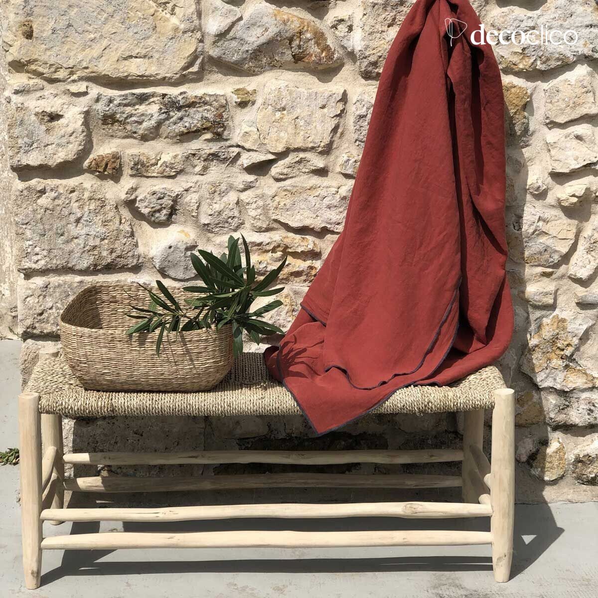 Bench made of teak and seagrass Pepper