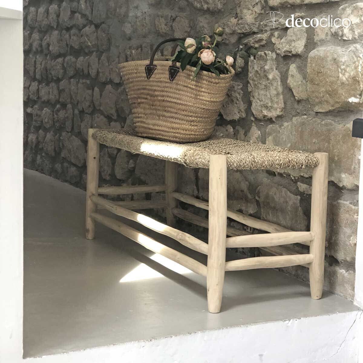 Bench made of teak and seagrass Pepper