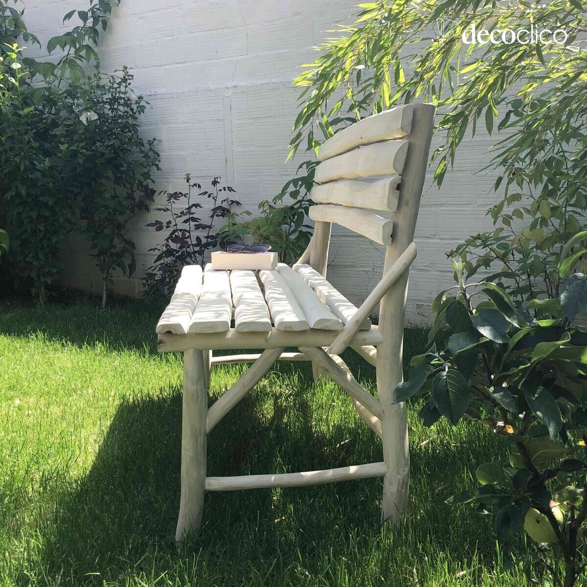 Bench with teak backrest Pepper