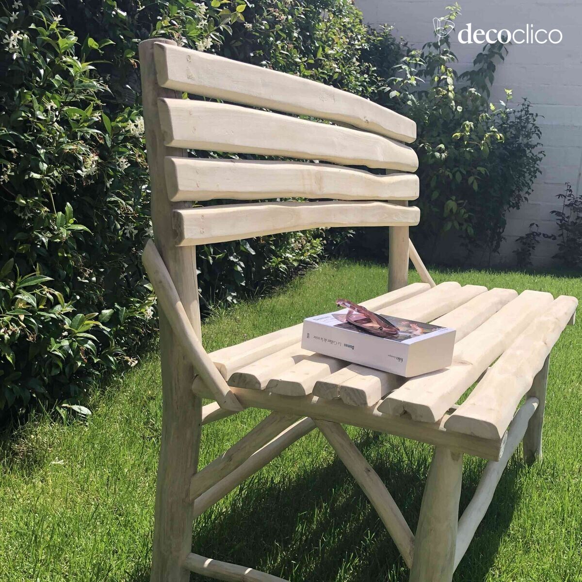Bench with teak backrest Pepper