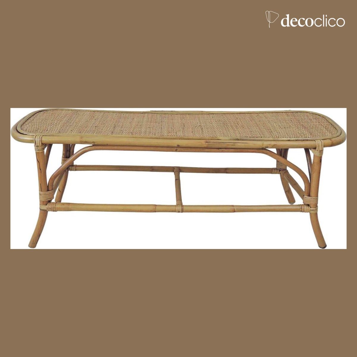 Bettbank mit abgerundeten Ecken aus geflochtenem Naturrattan Pavone