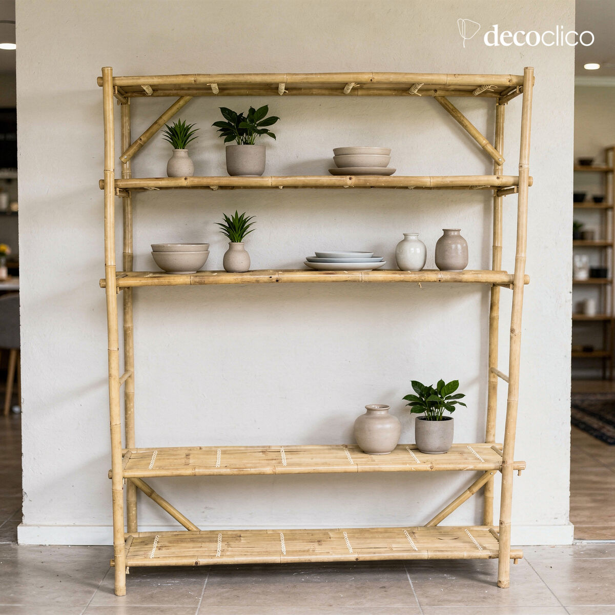 Bibliothèque étagère à poser en bambou naturel Taman