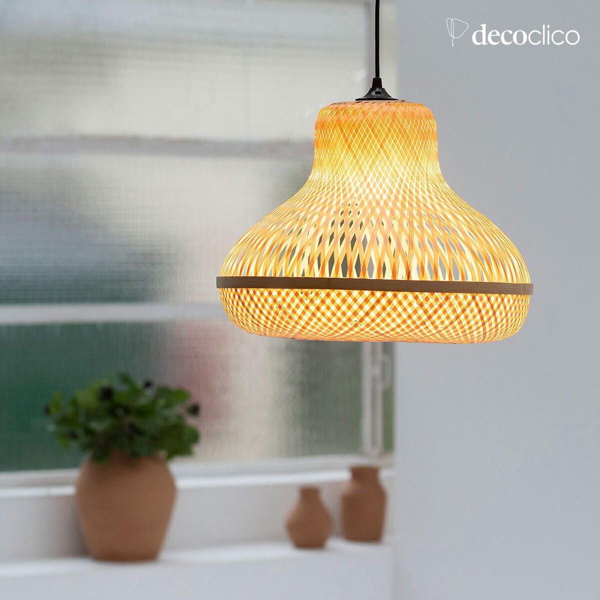 Birnenförmige Aufhängung aus natürlichem Bambus (nicht elektrifiziert), handgefertigt