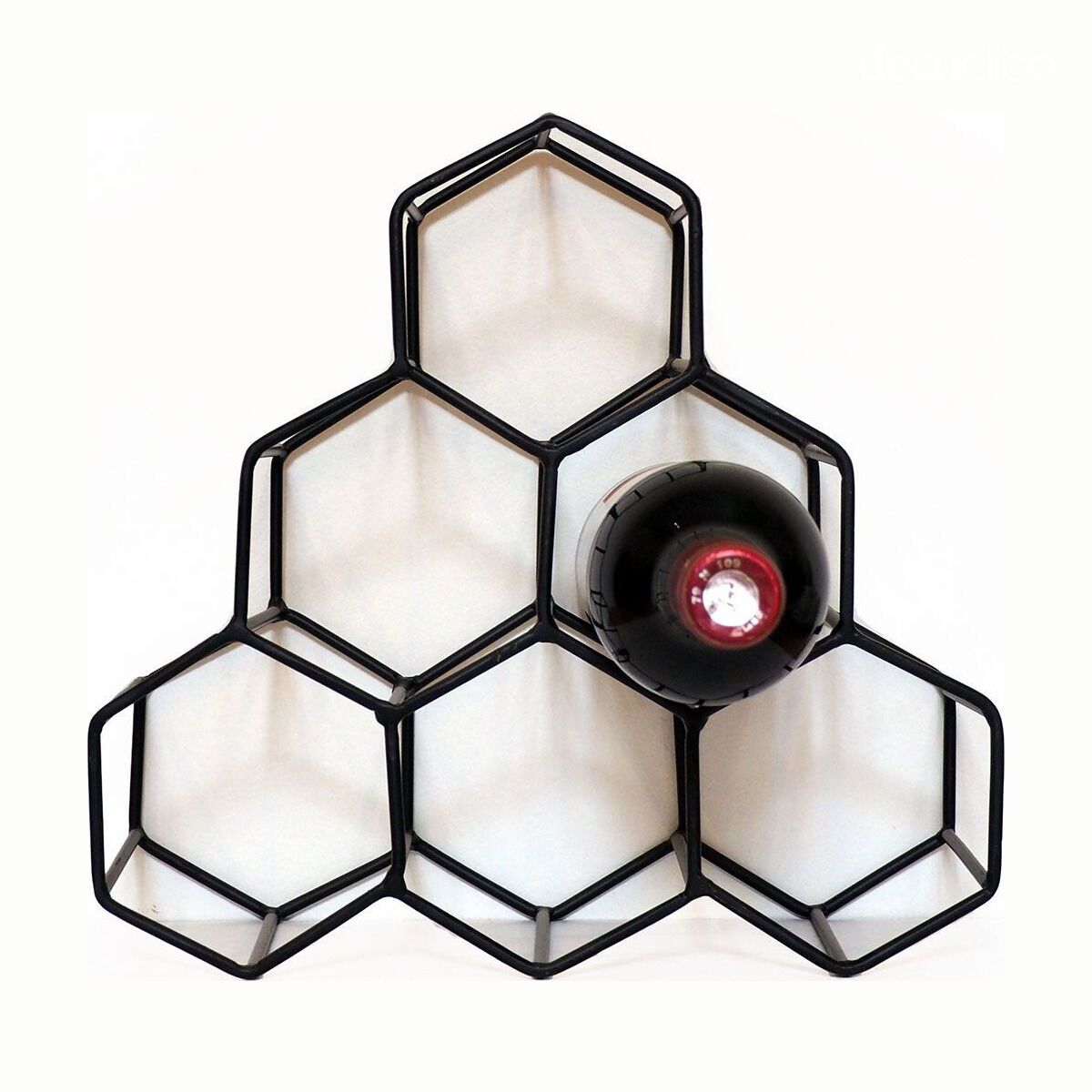 Black metal bottle rack/holder with 6 compartments