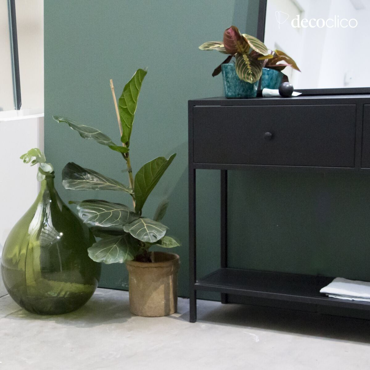 Black metal console with 2 drawers Nossa