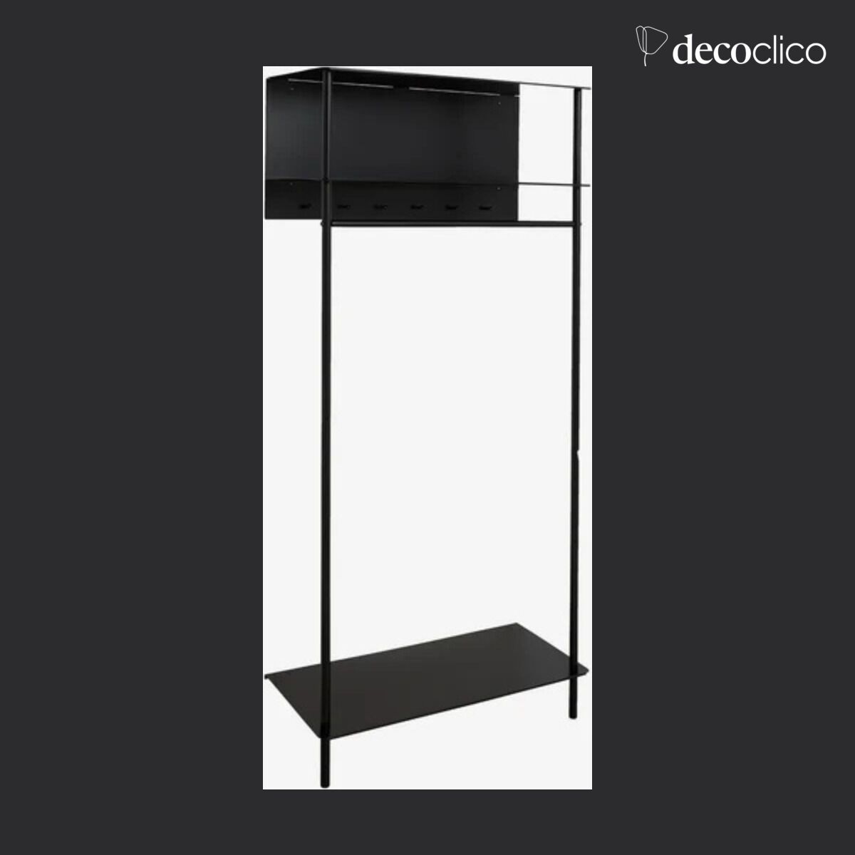 Black metal hall stand 1 shelf Setun Nordal