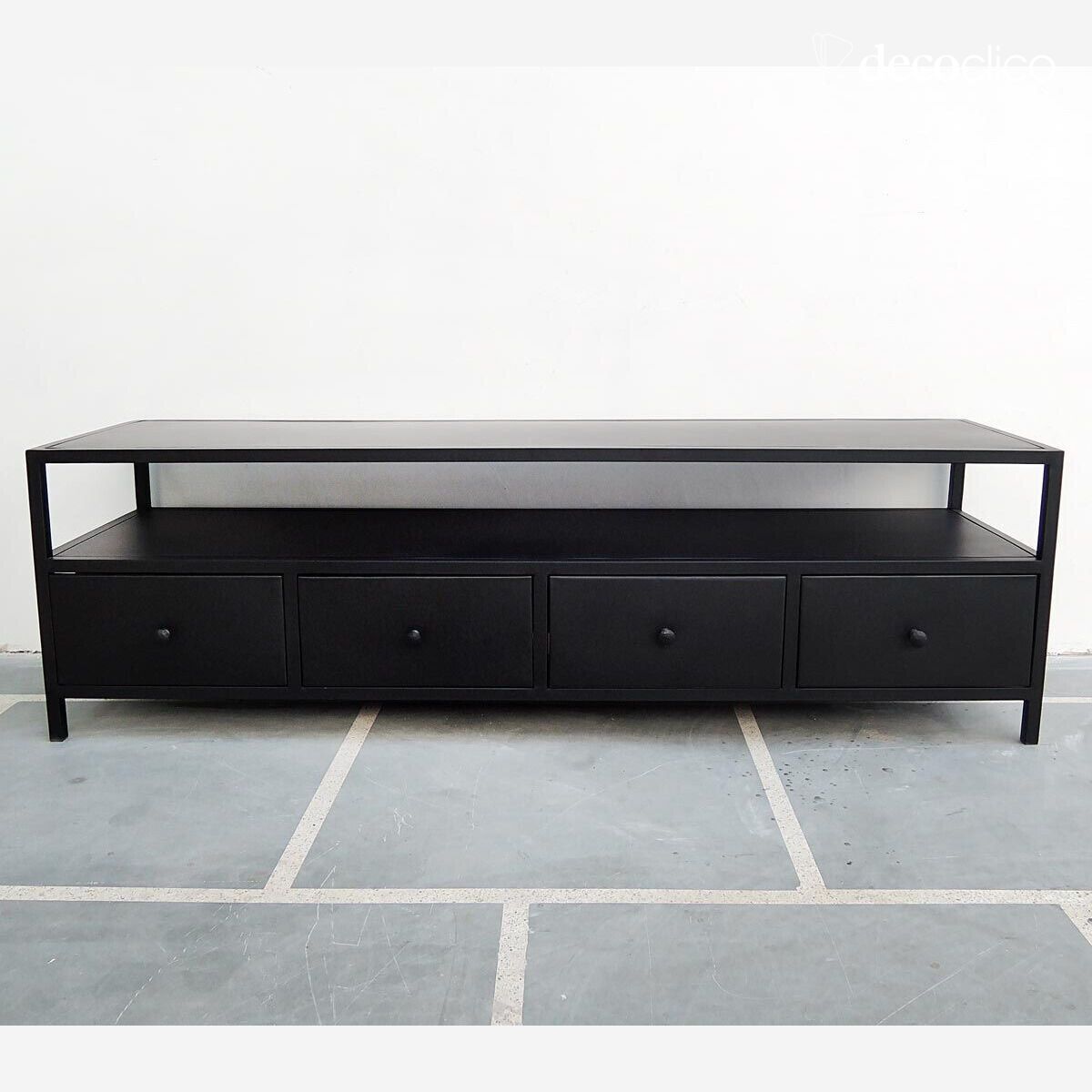 Black metal TV stand with 4 drawers and 1 niche Nossa