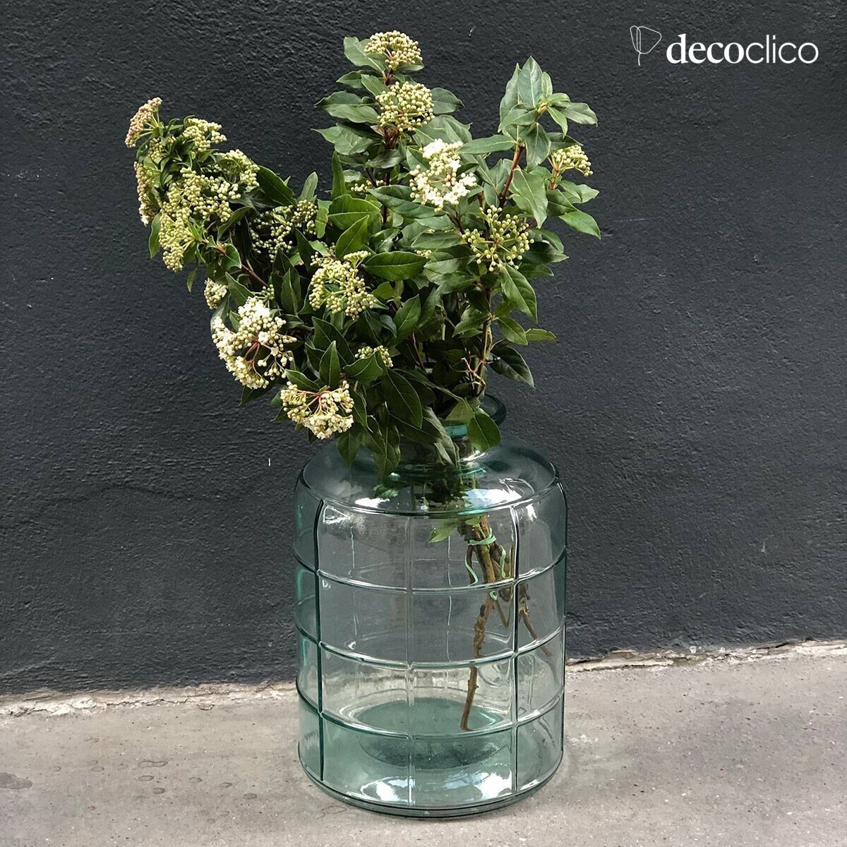 Bonbonne Art Déco en verre recyclé transparent 12L Zelda