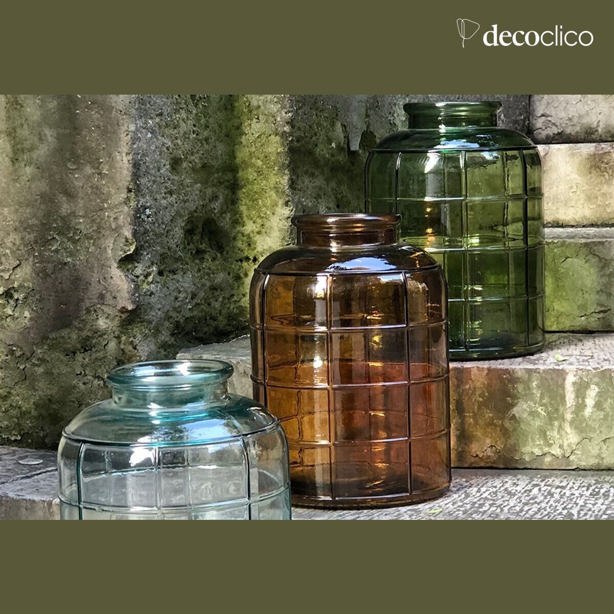 Bonbonne Art Déco en verre recyclé transparent 12L Zelda