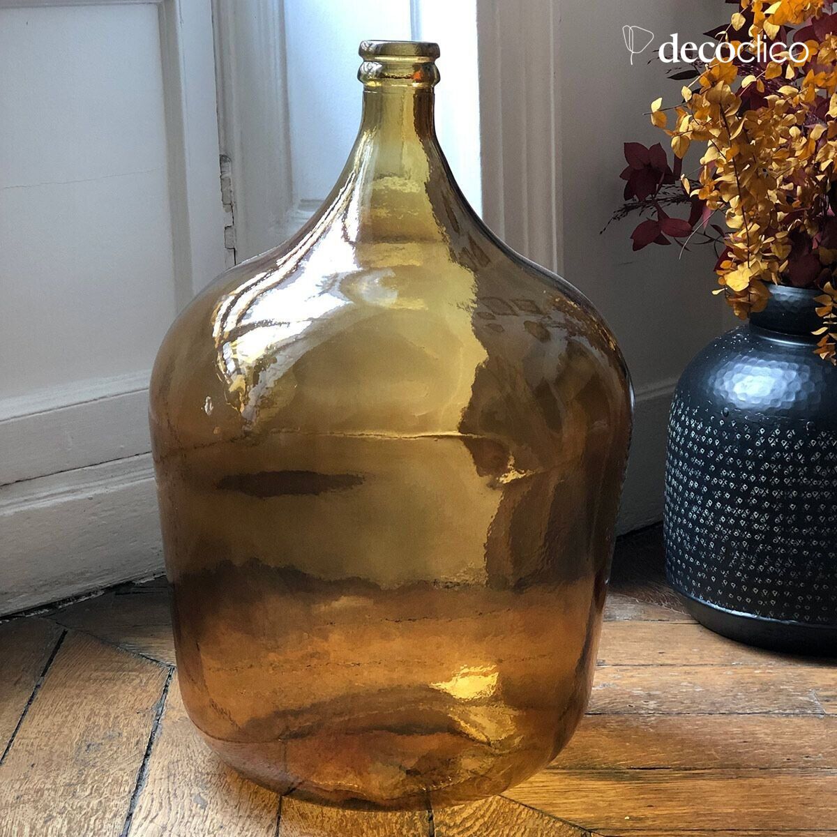 Bonbonne dame jeanne en verre recyclé ambre 34L